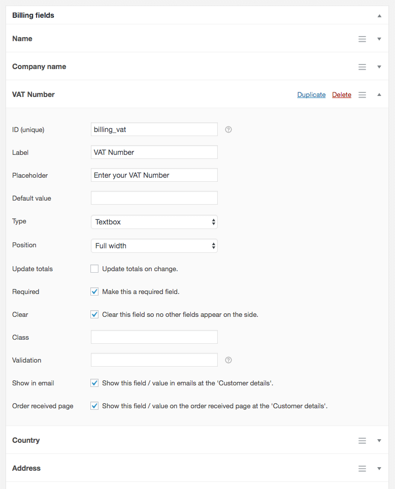 Role based checkout field setup