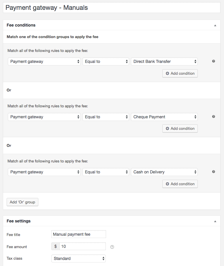 Multiple payment gateways fee