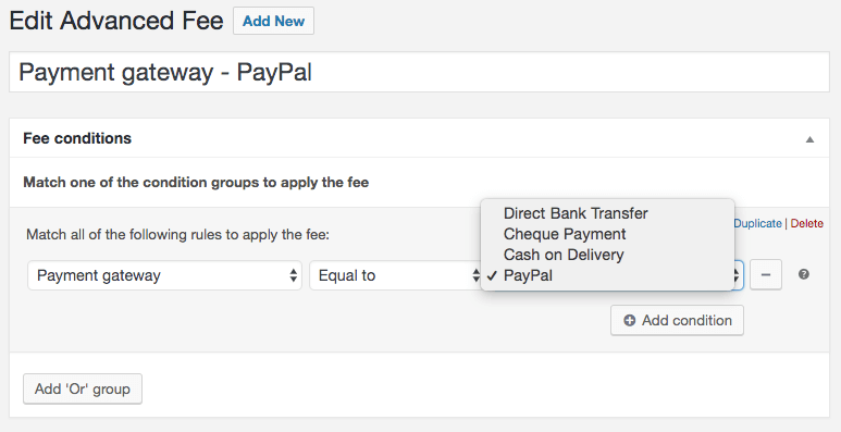 Payment gateway based fee example