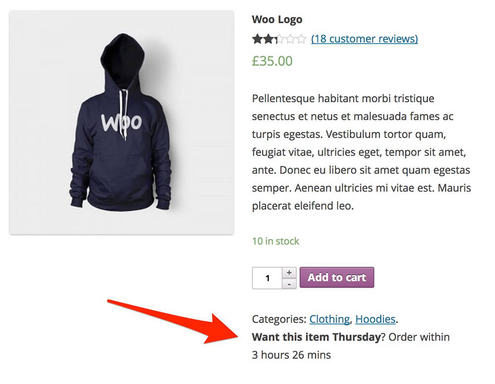 WooCommerce Advanced Message example