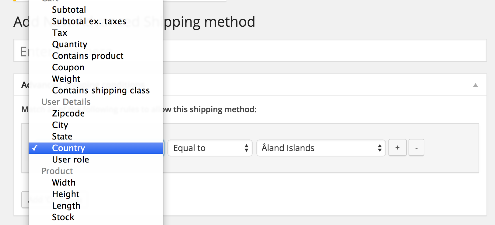 WooCommerce Country Based Shipping Condition
