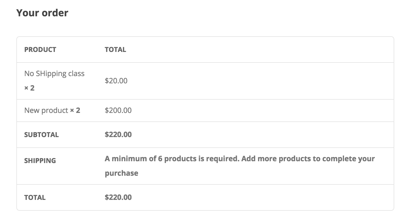 WooCommerce Custom no shipping available message