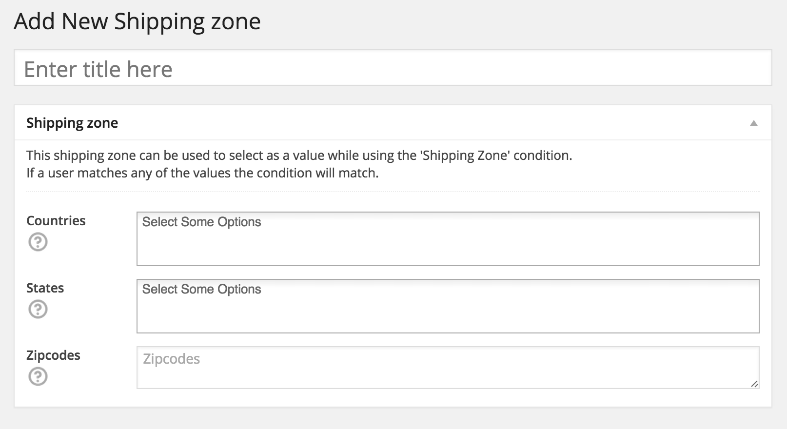 WooCommerce New Shipping Zone